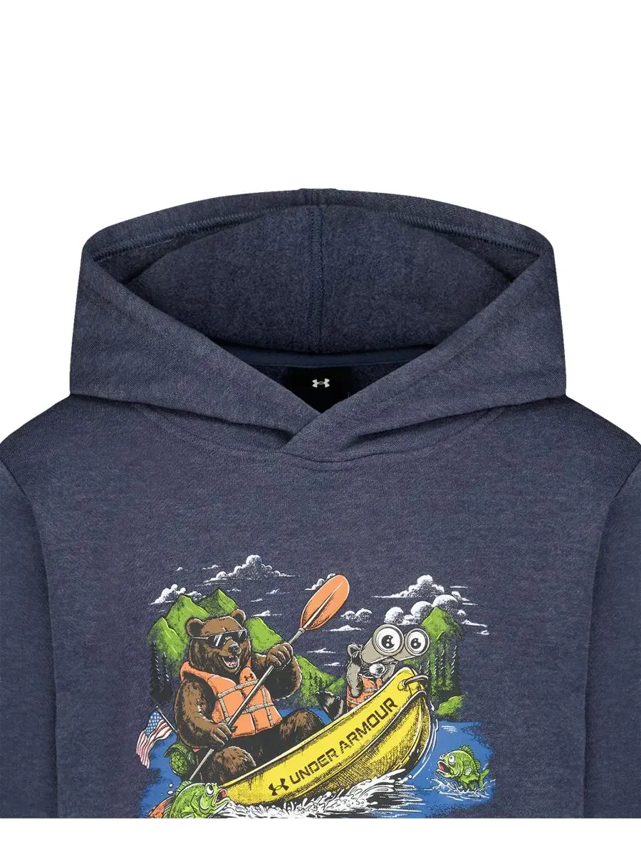 Худи из хлопкового флиса с принтом Boys' 8-20 Screen Print Graphics Hoodie Under Armour — изображение 4 из 5, серый