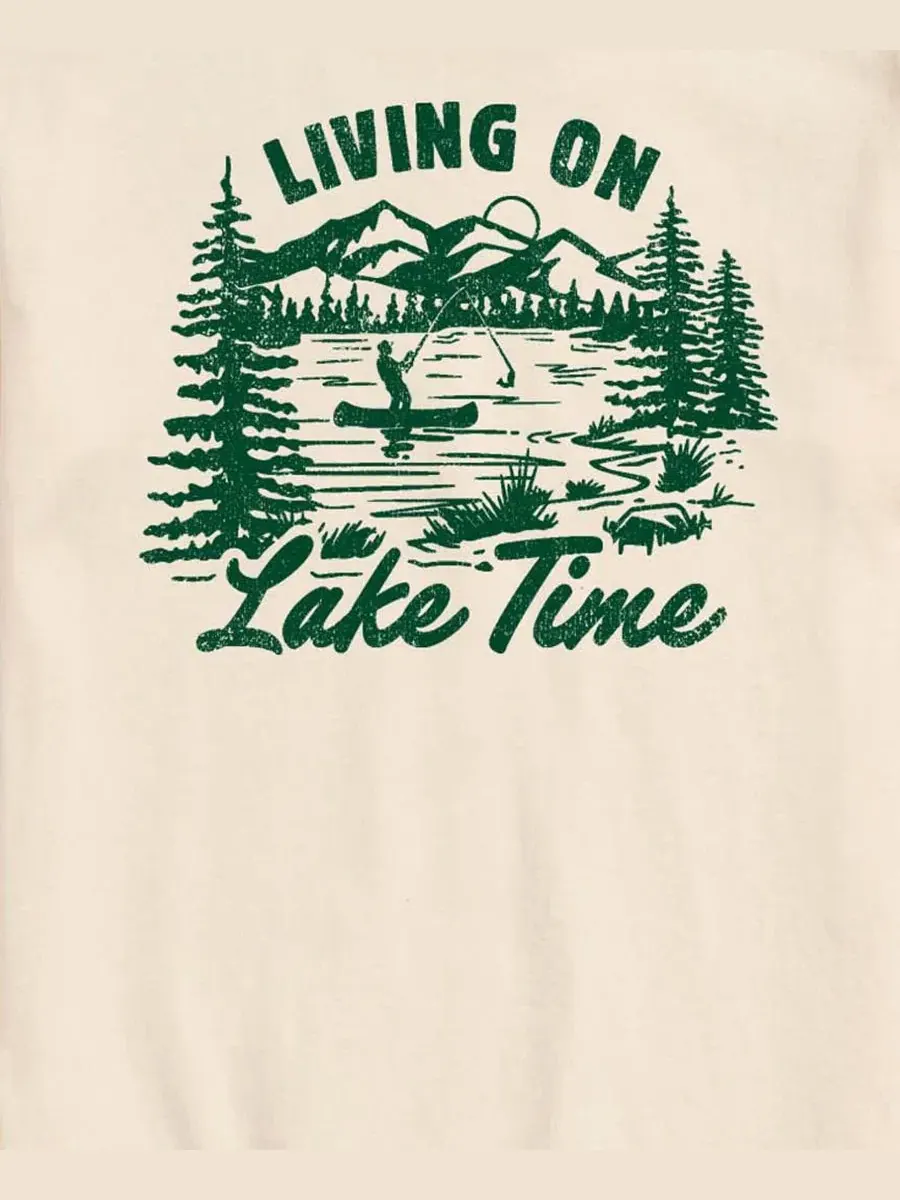 Футболка с принтом Living On Lake Time AIRWAVES — изображение 3 из 3, бежевый