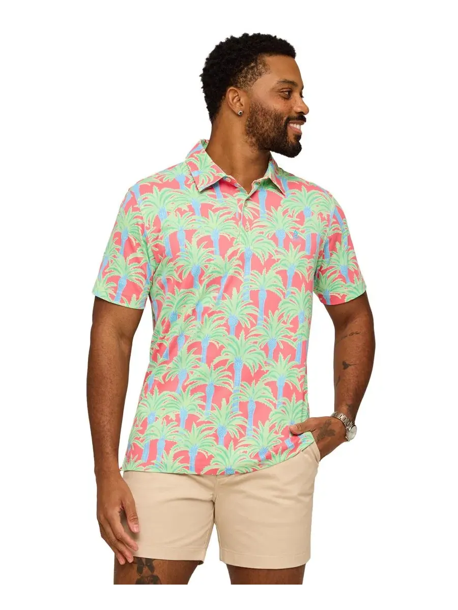 Мужское поло с коротким рукавом Easy Breezy Chubbies — изображение 1 из 4, коралл