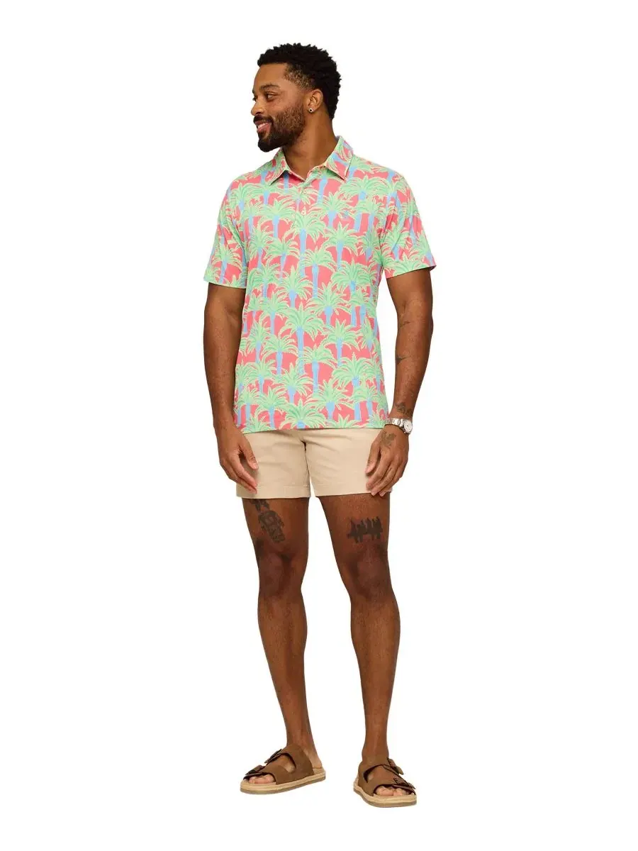 Мужское поло с коротким рукавом Easy Breezy Chubbies — изображение 2 из 4, коралл