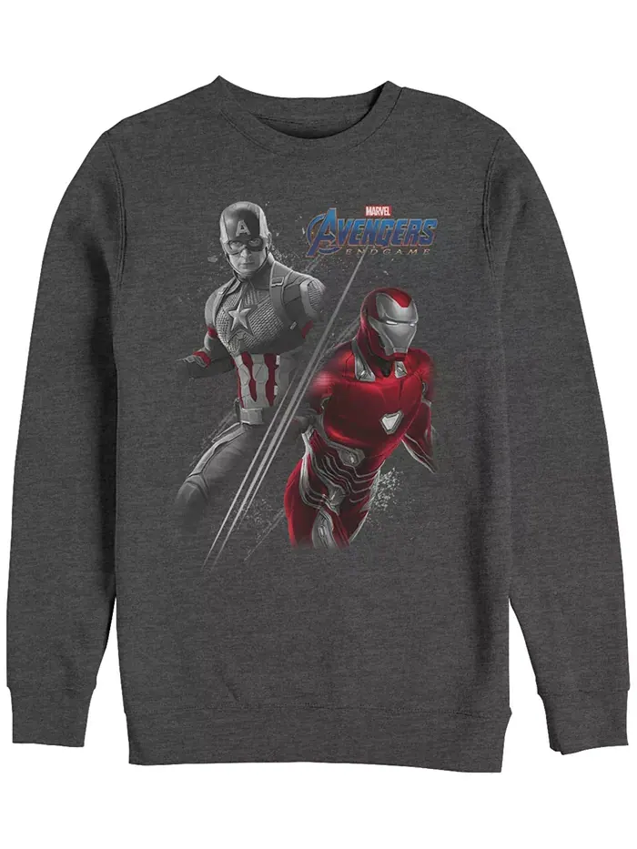 Мужская толстовка Marvel "Avengers: Финал" с принтом Iron Man и Captain America Split, флисовая — серый