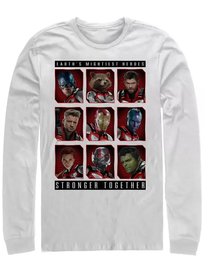 Мужская футболка с длинным рукавом Marvel Avengers Endgame Earth's Mightiest Heroes Fifth Sun — изображение 1 из 1, белый