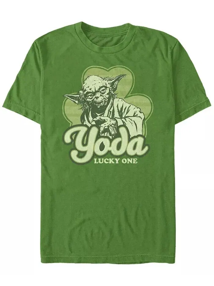 Мужская футболка Yoda Lucky Retro с коротким рукавом и круглым вырезом Fifth Sun — зеленый