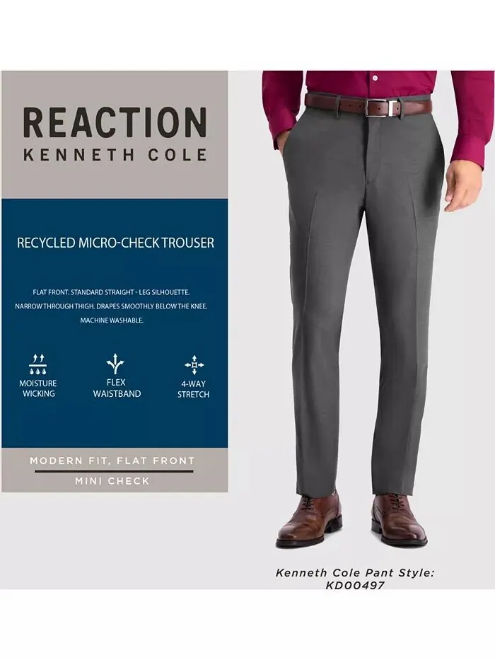 Мужские современные брюки в мелкую клетку Kenneth Cole Reaction — 7