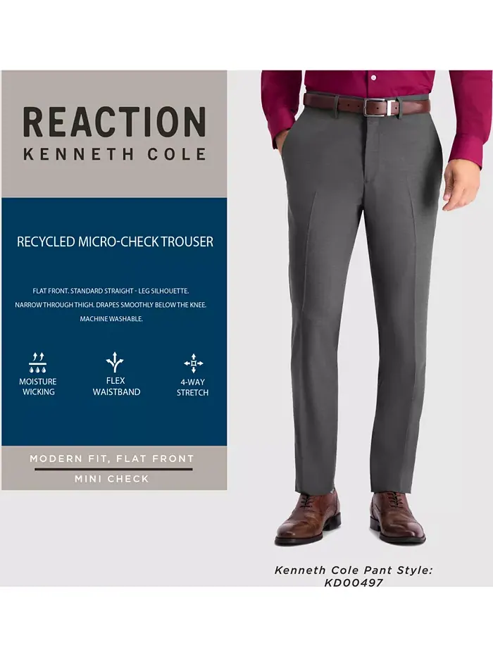 Мужские классические брюки Modern-Fit в мелкую клетку Kenneth Cole Reaction — 7