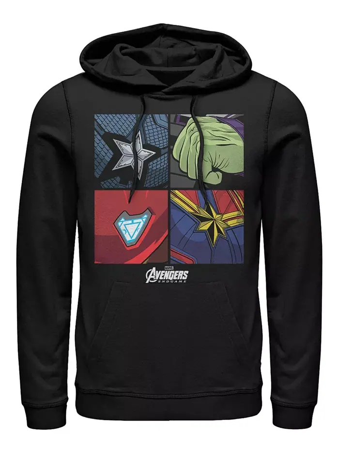 Толстовка с капюшоном Marvel Men's Avengers Endgame Box Up Hero Logos Fifth Sun — изображение 1 из 1, черный