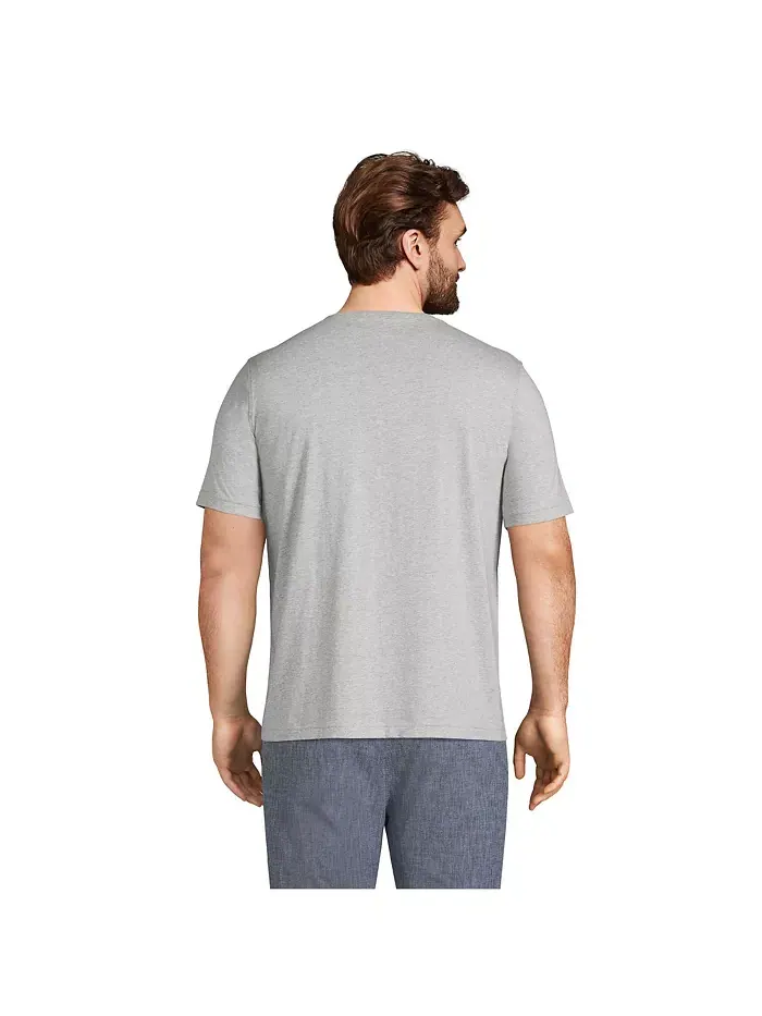 Футболка-хенли с коротким рукавом Big & Tall Super-T Lands' End — изображение 4 из 4, серый