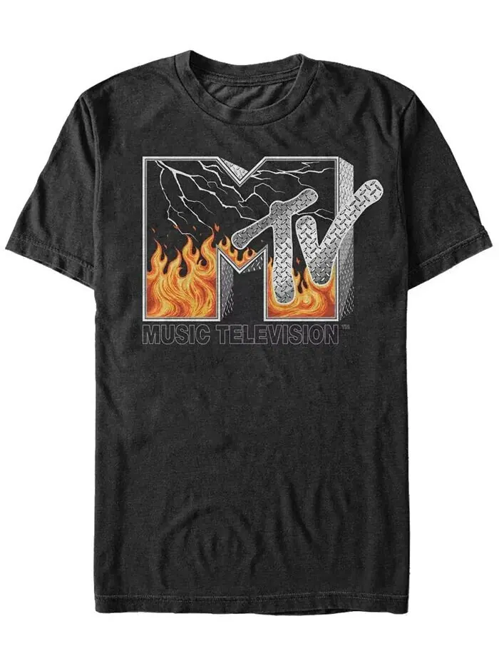 Футболка с коротким рукавом и логотипом MTV Fire And Lightening для мужчин Fifth Sun — изображение 1 из 1, черный