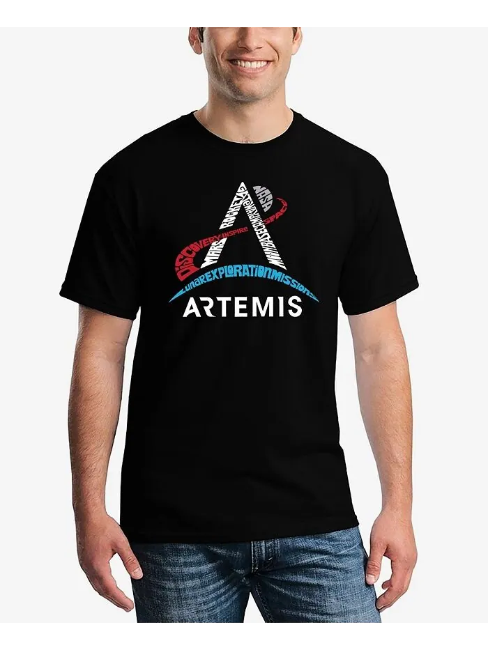 Мужская футболка с принтом логотипа NASA Artemis Word Art LA Pop Art — изображение 1 из 5, черный