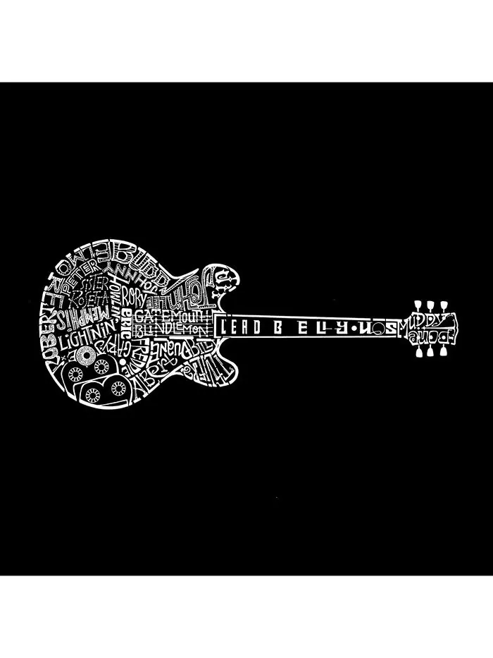 Мужская футболка с рисунком Word Art — Blues Legends LA Pop Art — изображение 2 из 3, черный
