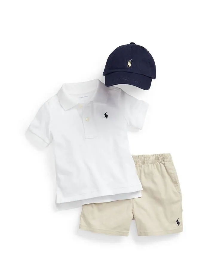 Классические шорты без застежки из твила для маленьких мальчиков Polo Ralph Lauren — изображение 3 из 3, песочный