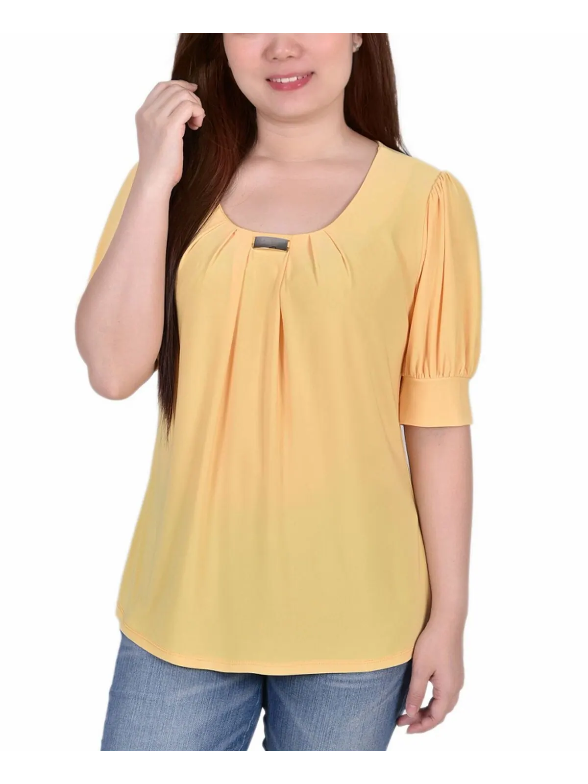 Миниатюрный топ с короткими рукавами и объемными рукавами NY Collection