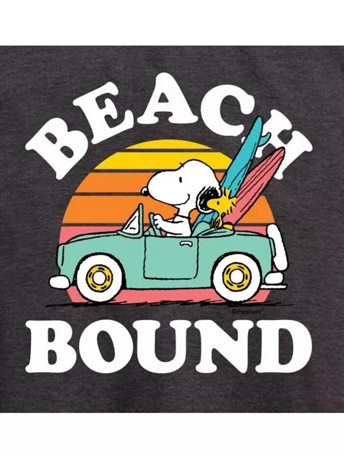 Модный топ больших размеров с графическим принтом Snoopy Beach Hybrid Apparel — изображение 2 из 3, серый