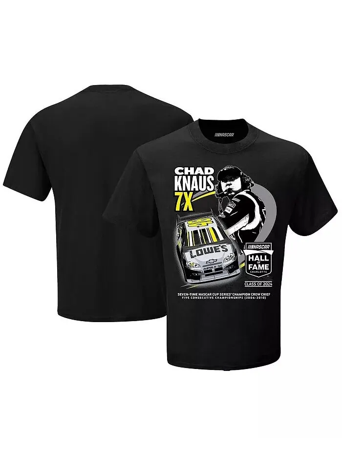 Мужская черная футболка Chad Knaus NASCAR Hall of Fame Class of 2024 Checkered Flag Sports — без цвета