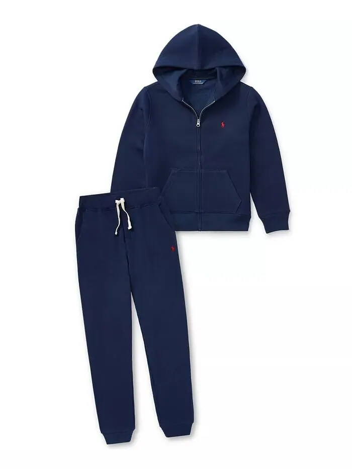 Джоггеры из хлопкового флиса на шнурке для больших мальчиков Polo Ralph Lauren — изображение 3 из 5, темно-синий
