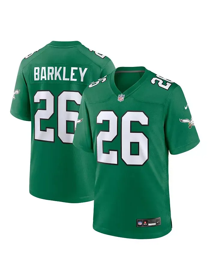 Мужская альтернативная игровая футболка Saquon Barkley Philadelphia Eagles Nike — изображение 1 из 3, зеленый