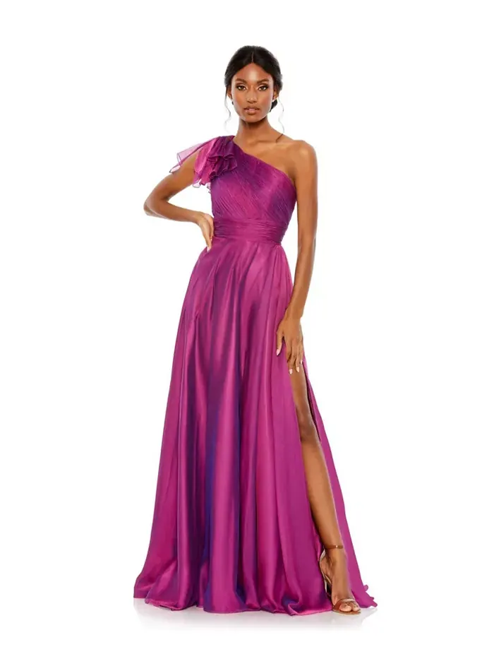 Женское плиссированное платье из шифона с одним плечом Mac Duggal — красный
