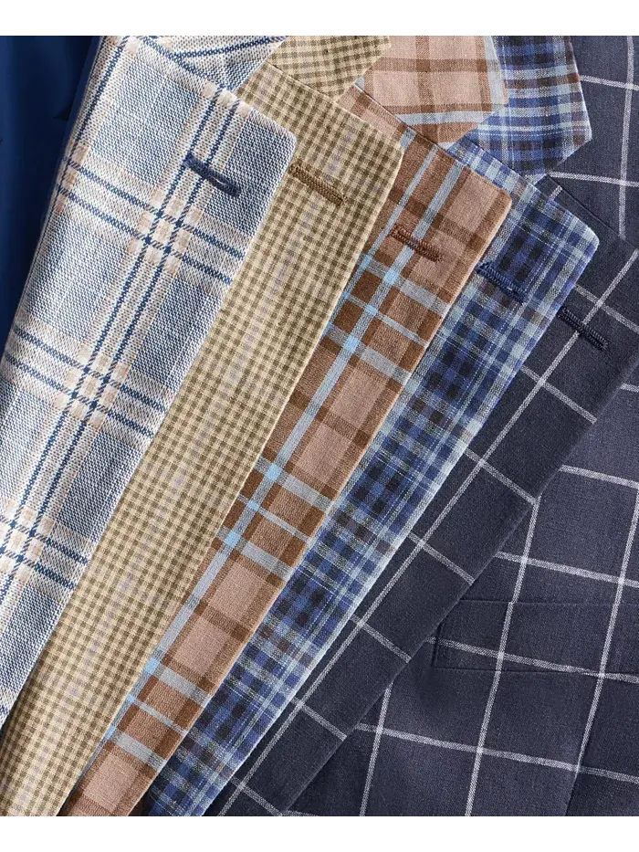 Мужской хлопковый и льняной печатный спортивный пиджак Modern-Fit Nautica — изображение 3 из 3, синий