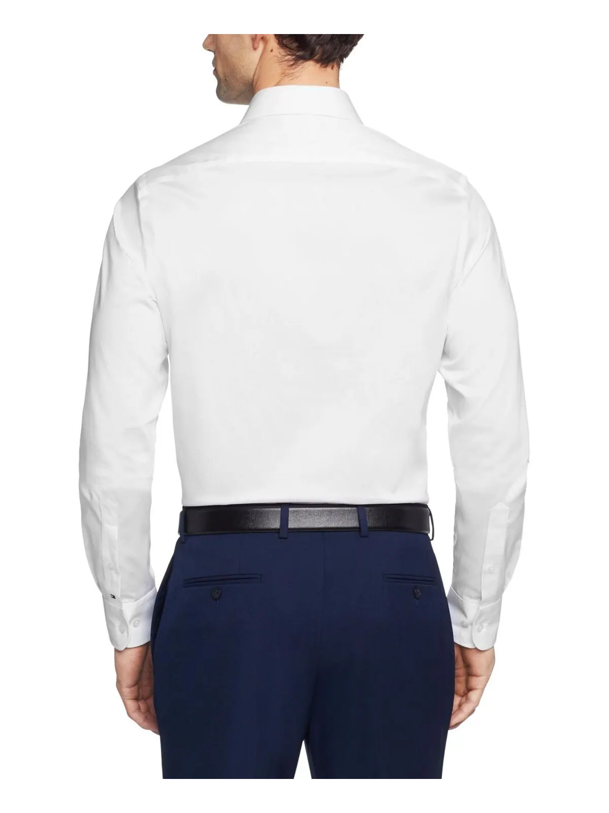 Мужская классическая рубашка из эластичного твила TH Flex Slim Fit без морщин Tommy Hilfiger — изображение 2 из 6, белый