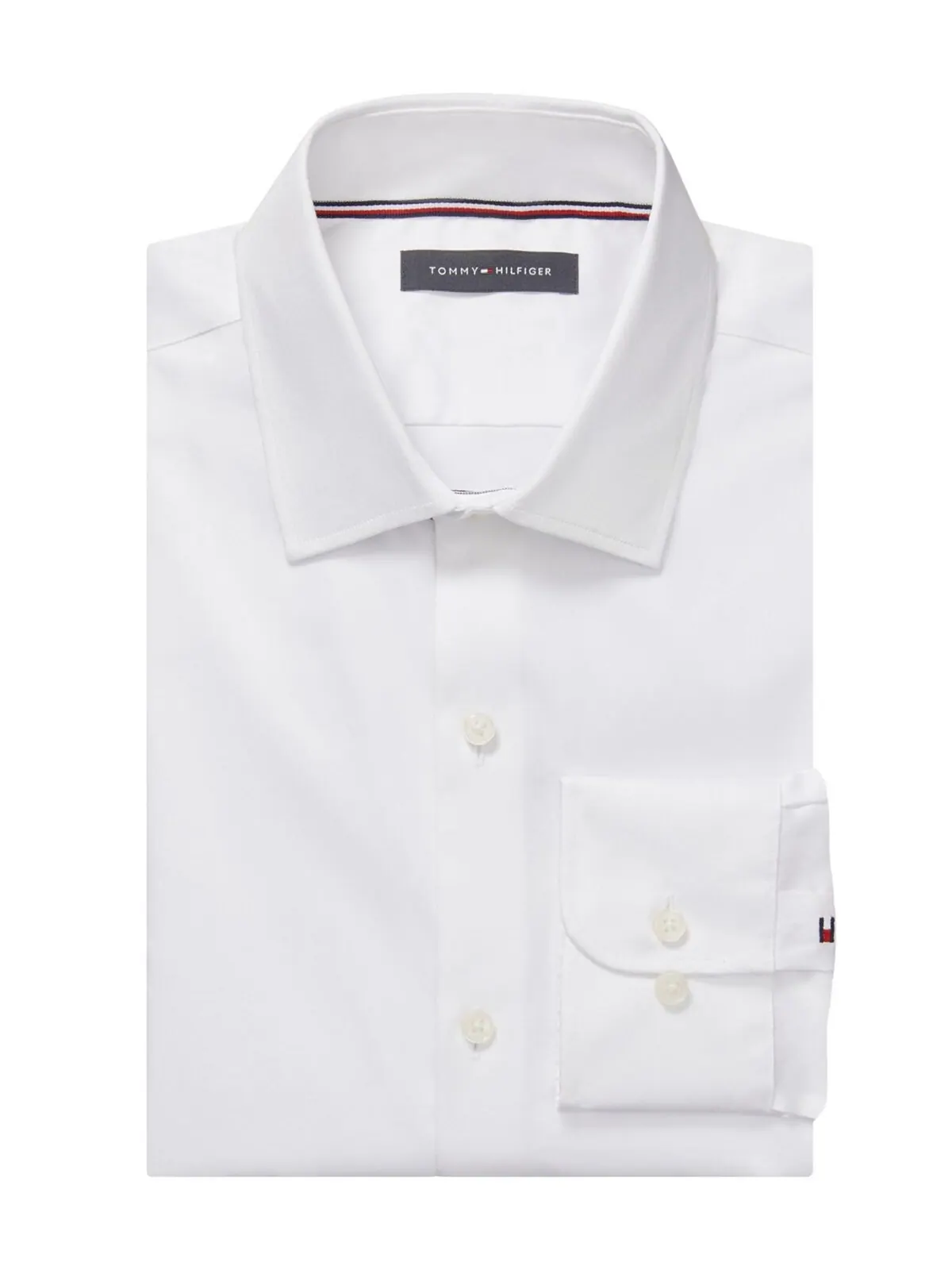 Мужская классическая рубашка из эластичного твила TH Flex Slim Fit без морщин Tommy Hilfiger — изображение 3 из 6, белый
