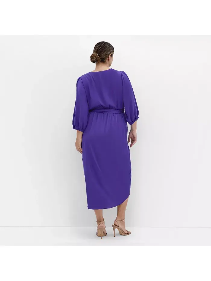 Платье с роскошными рукавами до локтя Plus Size Opulent Elbow Sleeve Dress CITY CHIC — изображение 2 из 4, фиолетовый