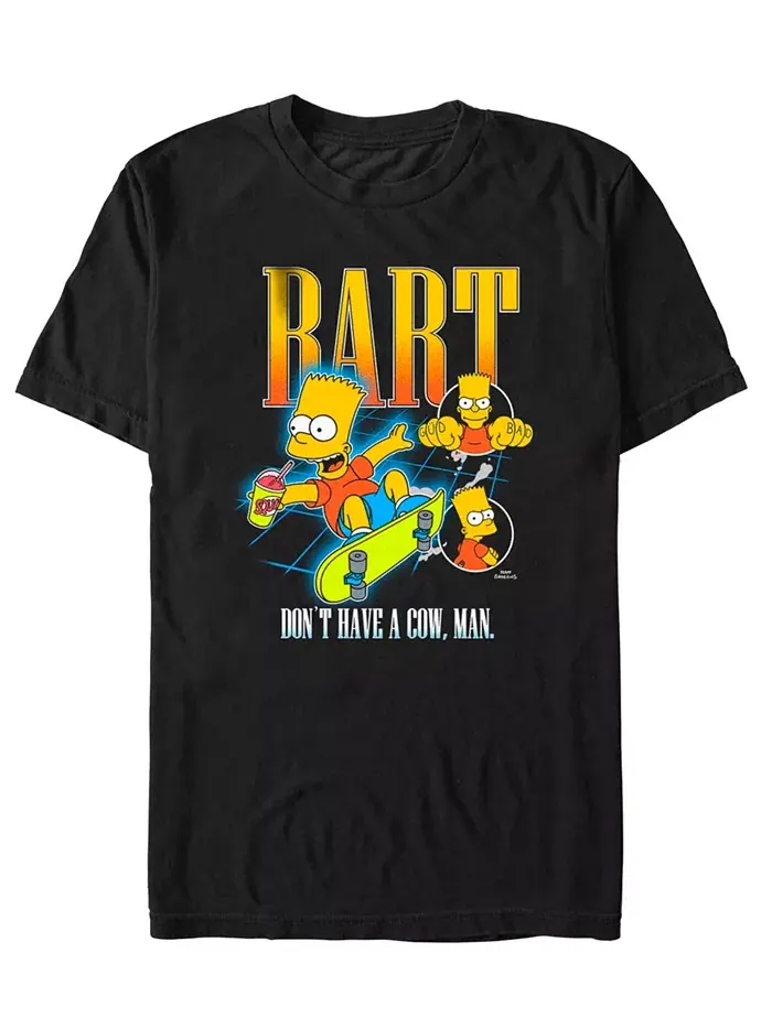 Мужская футболка с коротким рукавом Bart Flying The Simpsons — черный