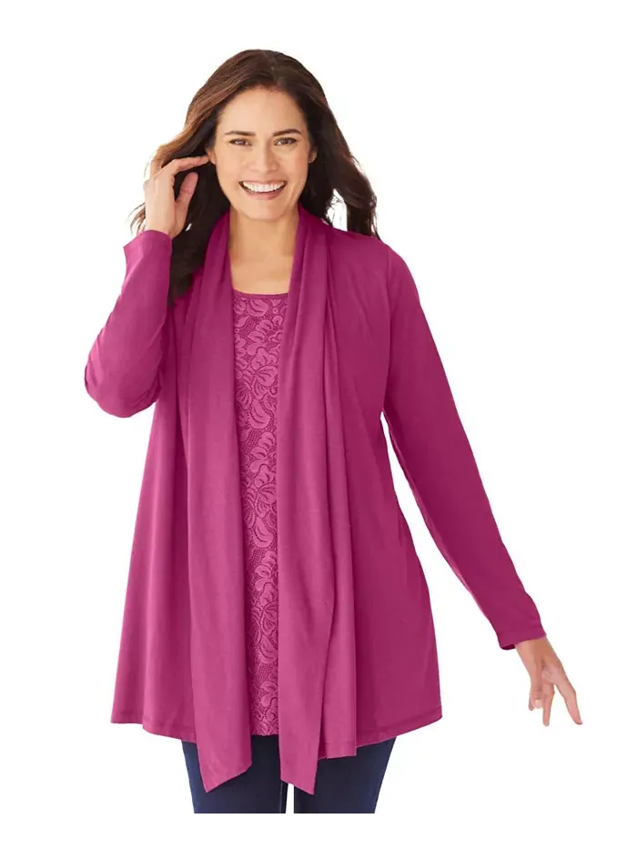 Кардиган Plus Size Within 2-Fer и туника с кружевом Woman Within