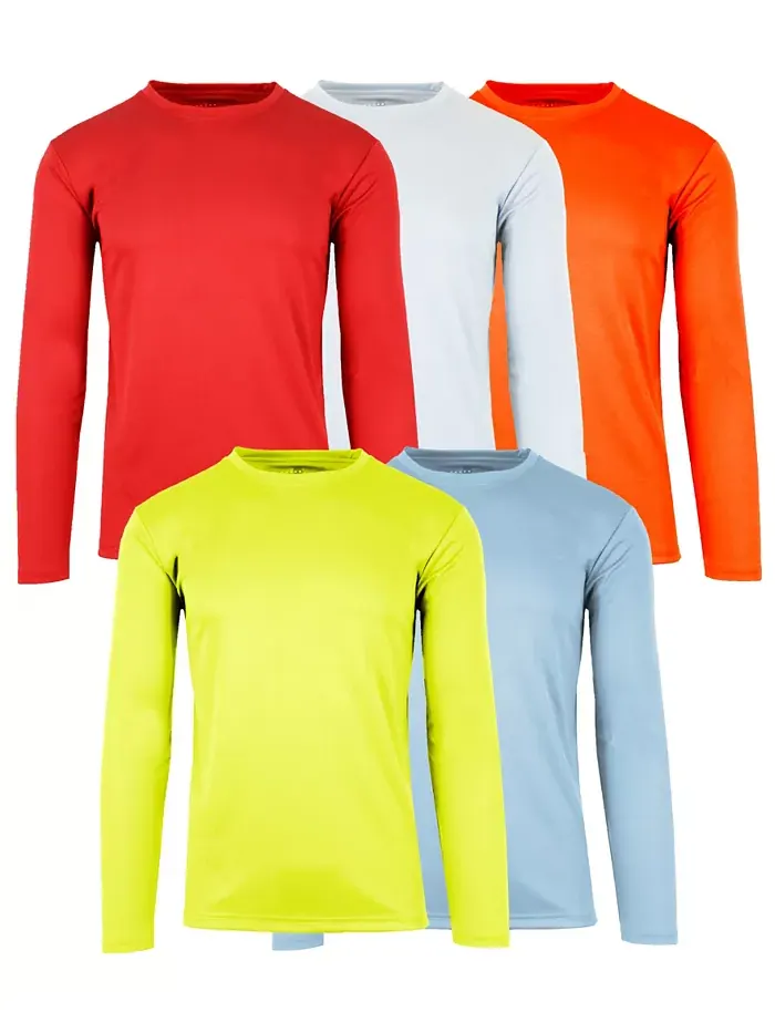 Мужская футболка с длинным рукавом Crew Neck для отвода влаги Performance - набор из 5 штук Galaxy