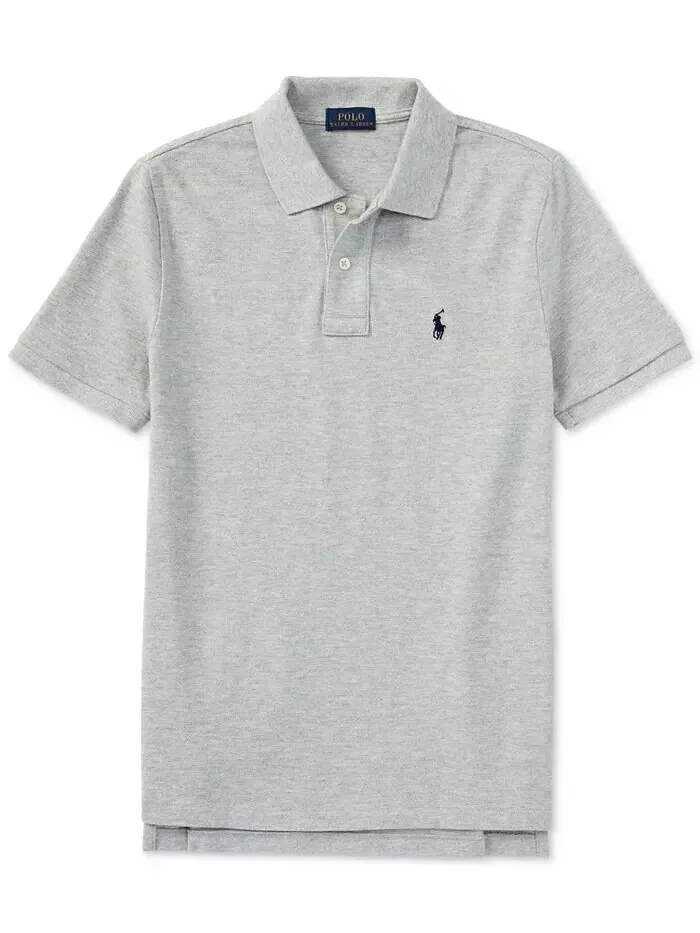 Рубашка-поло из хлопковой сетки для малышей и маленьких мальчиков Polo Ralph Lauren — изображение 1 из 2, серый