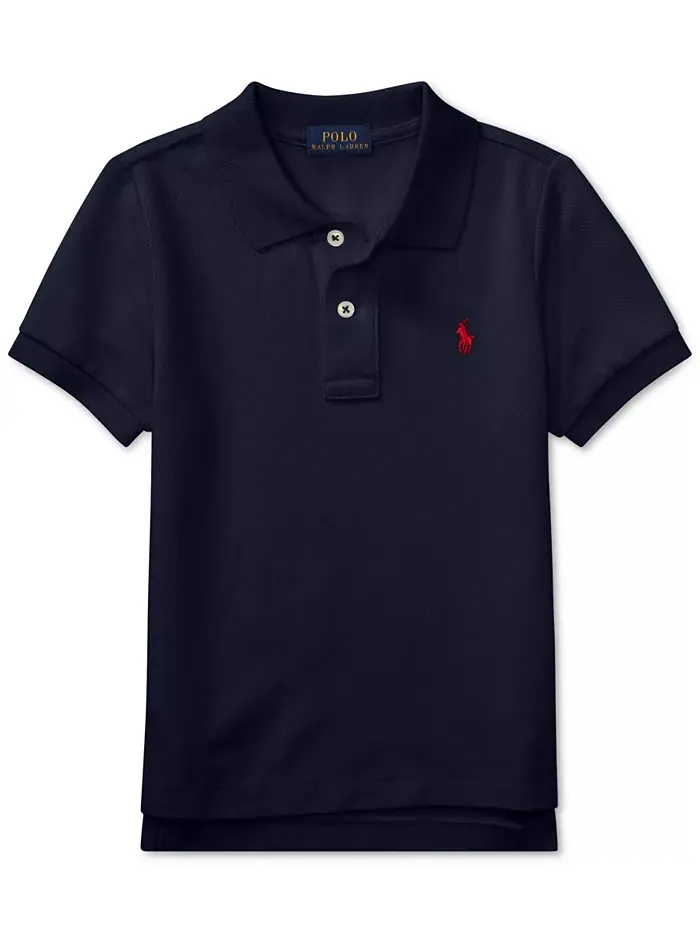 Детская и мальчиковая хлопковая поло с сетчатой тканью Polo Ralph Lauren — изображение 2 из 3, синий