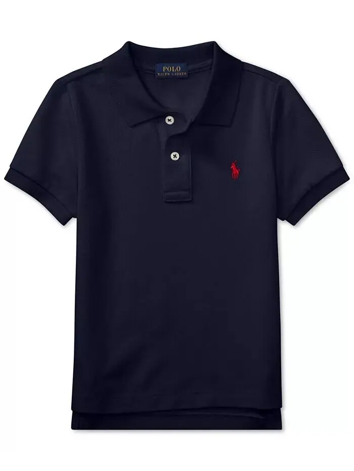 Рубашка-поло из хлопковой сетки для малышей и маленьких мальчиков Polo Ralph Lauren — изображение 2 из 3, темно-синий