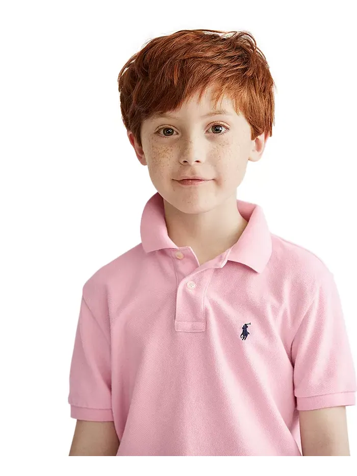 Детская и мальчиковая хлопковая поло с сетчатой тканью Polo Ralph Lauren — изображение 1 из 4, розовый
