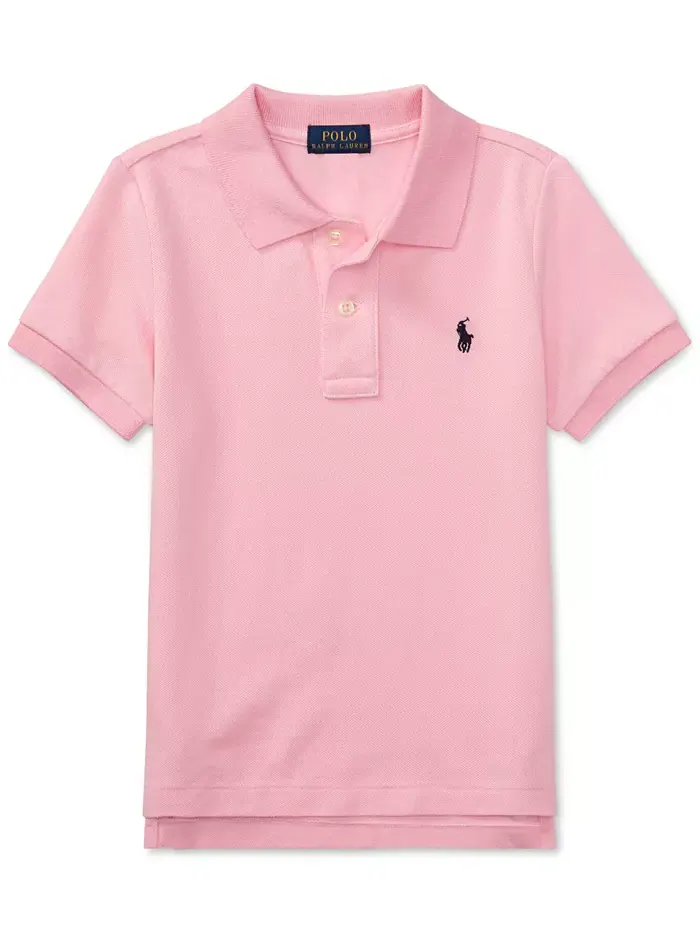 Детская и мальчиковая хлопковая поло с сетчатой тканью Polo Ralph Lauren — изображение 2 из 4, розовый