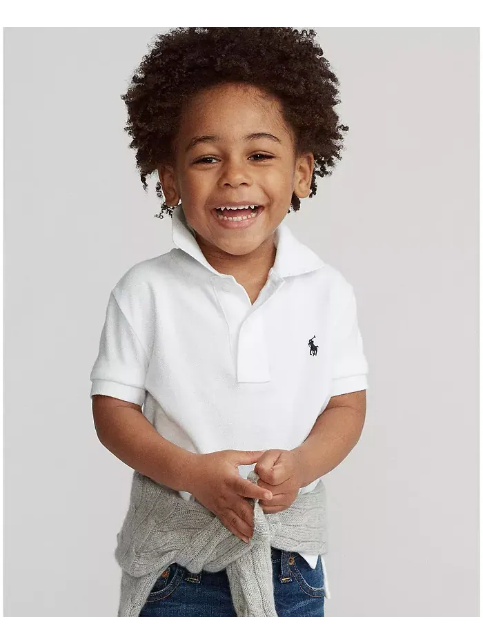 Детская и мальчиковая хлопковая поло с сетчатой тканью Polo Ralph Lauren — изображение 1 из 8, белый