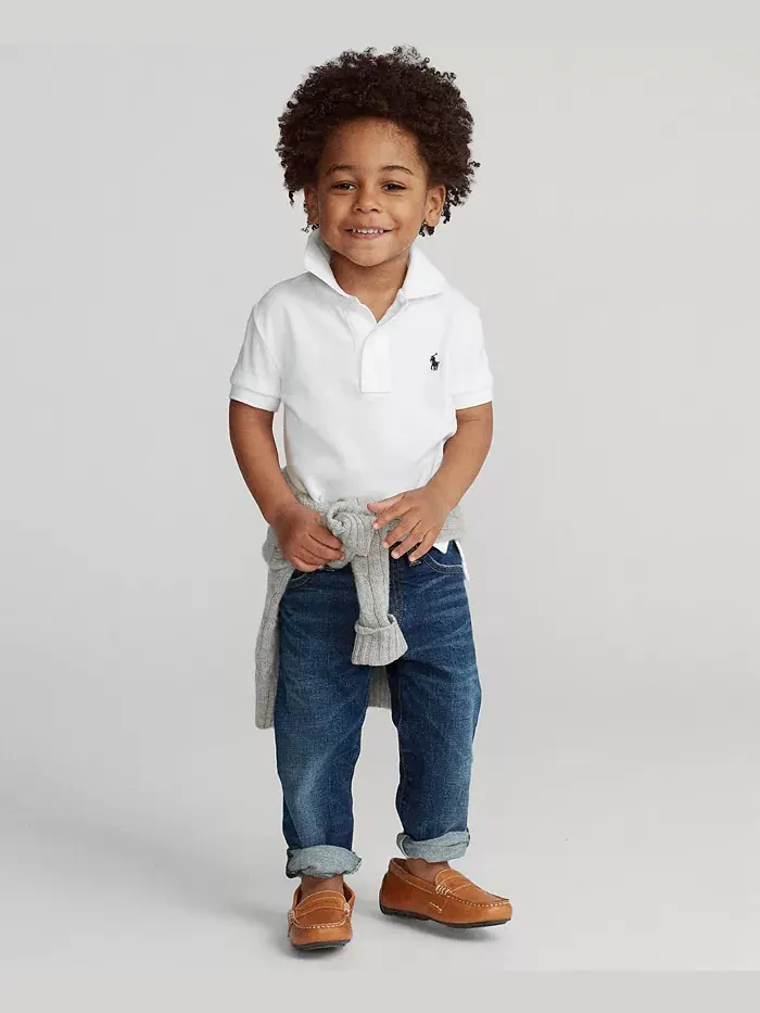 Детская и мальчиковая хлопковая поло с сетчатой тканью Polo Ralph Lauren — изображение 3 из 8, белый