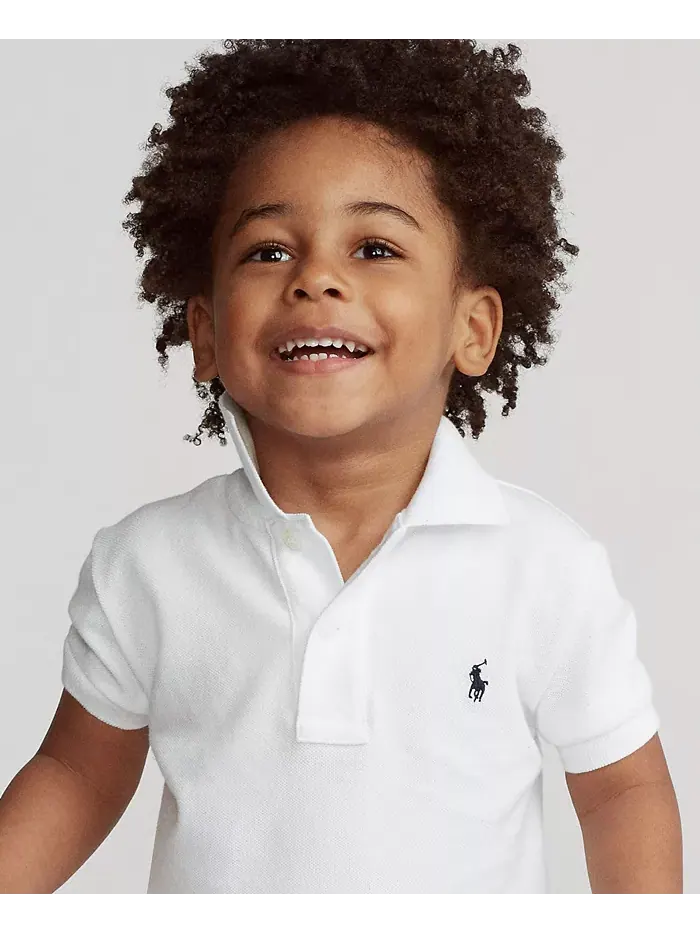 Детская и мальчиковая хлопковая поло с сетчатой тканью Polo Ralph Lauren — изображение 4 из 8, белый