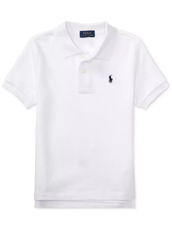 Детская и мальчиковая хлопковая поло с сетчатой тканью Polo Ralph Lauren — изображение 6 из 8, белый
