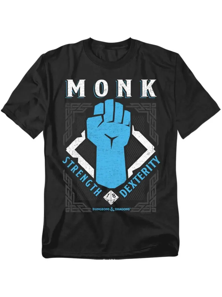 Мужская футболка Dungeons Dragons Monk Strength Defterity D&D — черный
