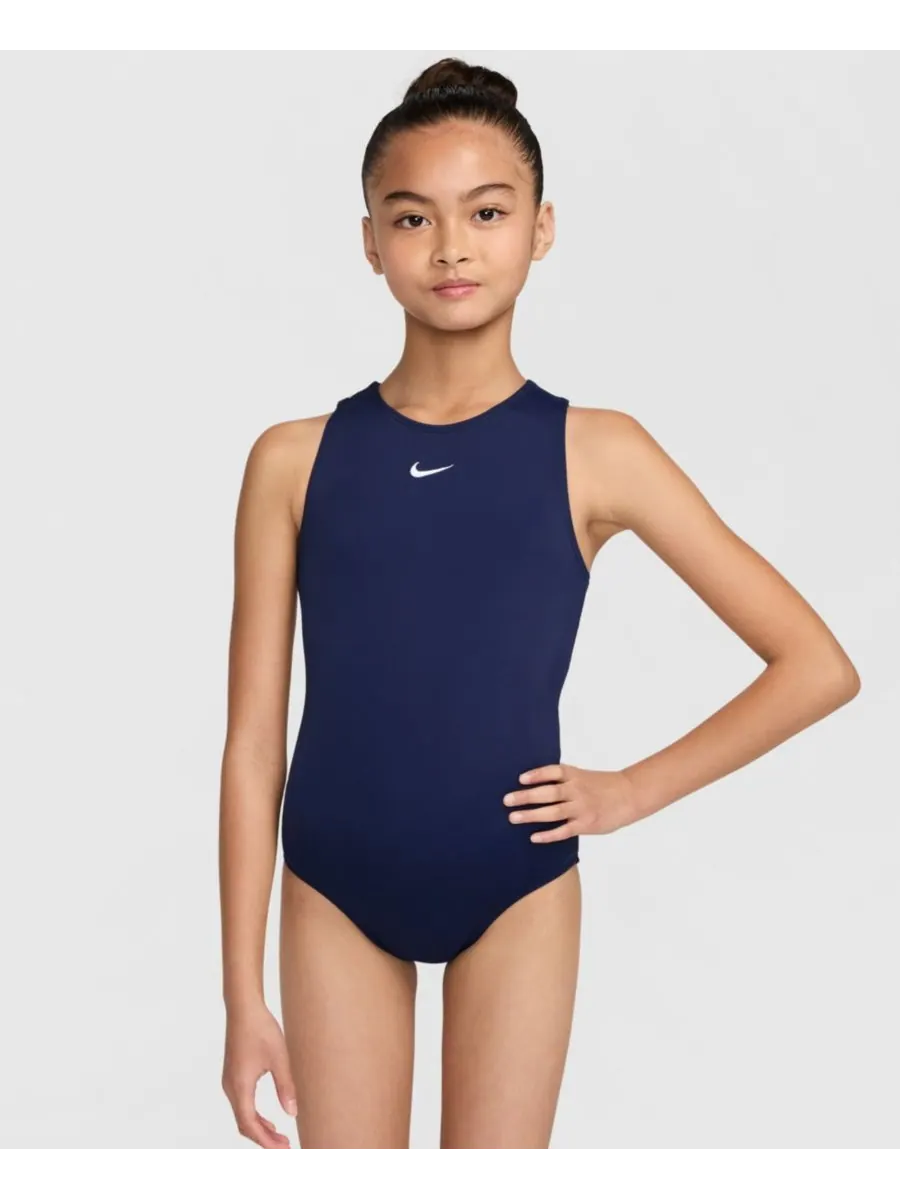 Гимнастический купальник Nike для девочек 7-16 лет, темно-синий, с бретелями Nike Gymnastics — изображение 1 из 7