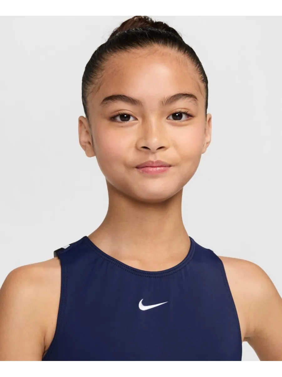 Гимнастический купальник Nike для девочек 7-16 лет, темно-синий, с бретелями Nike Gymnastics — изображение 3 из 7