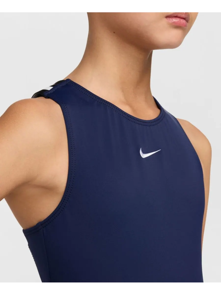 Гимнастический купальник Nike для девочек 7-16 лет, темно-синий, с бретелями Nike Gymnastics — изображение 4 из 7
