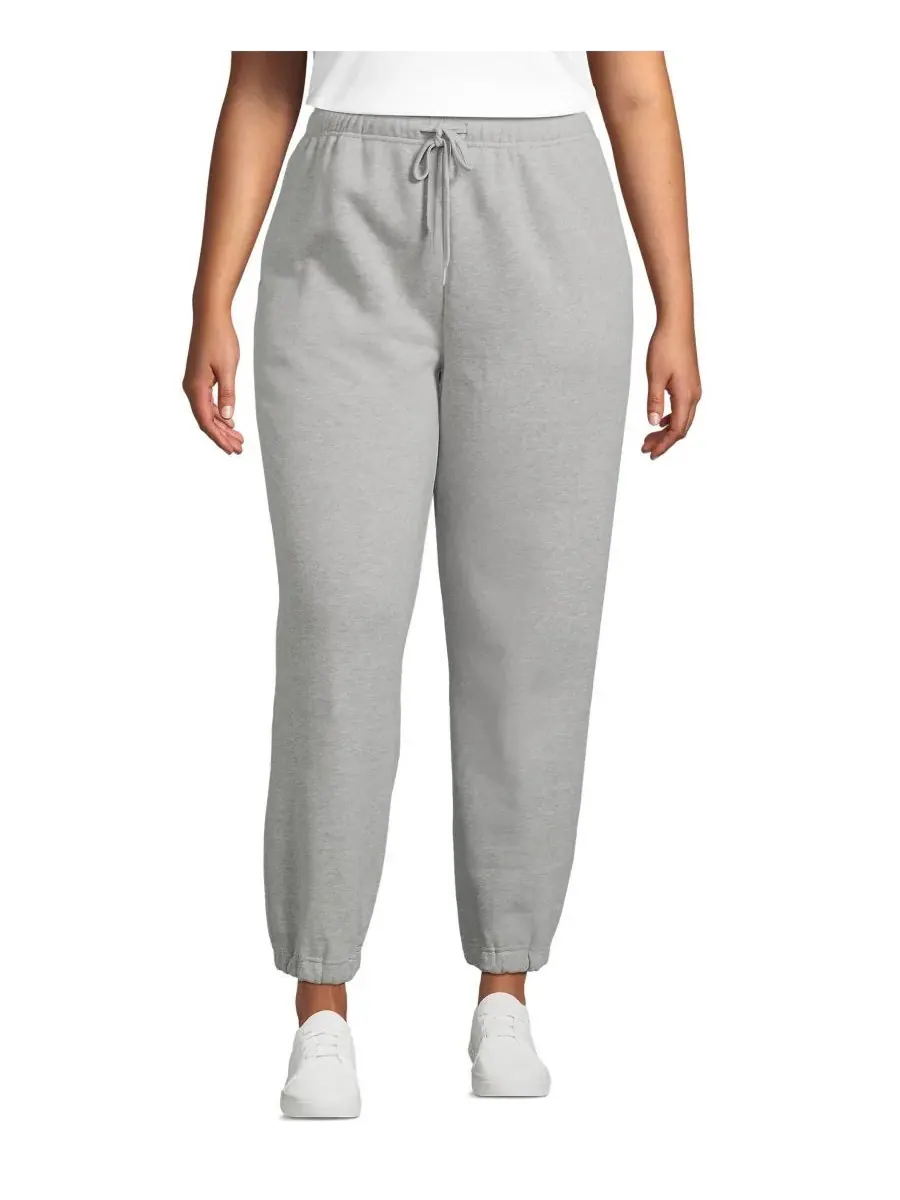 Женские спортивные брюки Serious Sweats с высокой посадкой и втачным низом Lands' End — изображение 1 из 3, серый