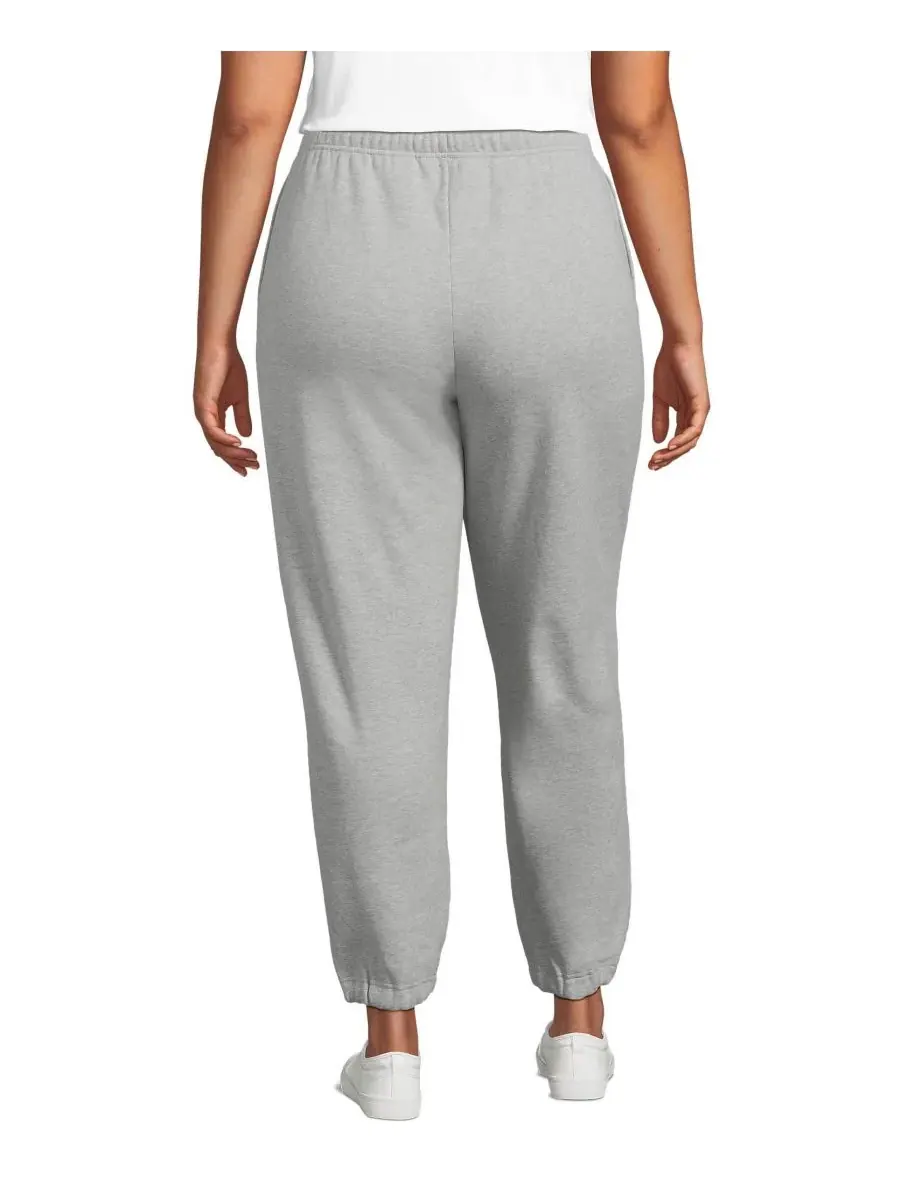 Женские спортивные брюки Serious Sweats с высокой посадкой и втачным низом Lands' End — изображение 2 из 3, серый