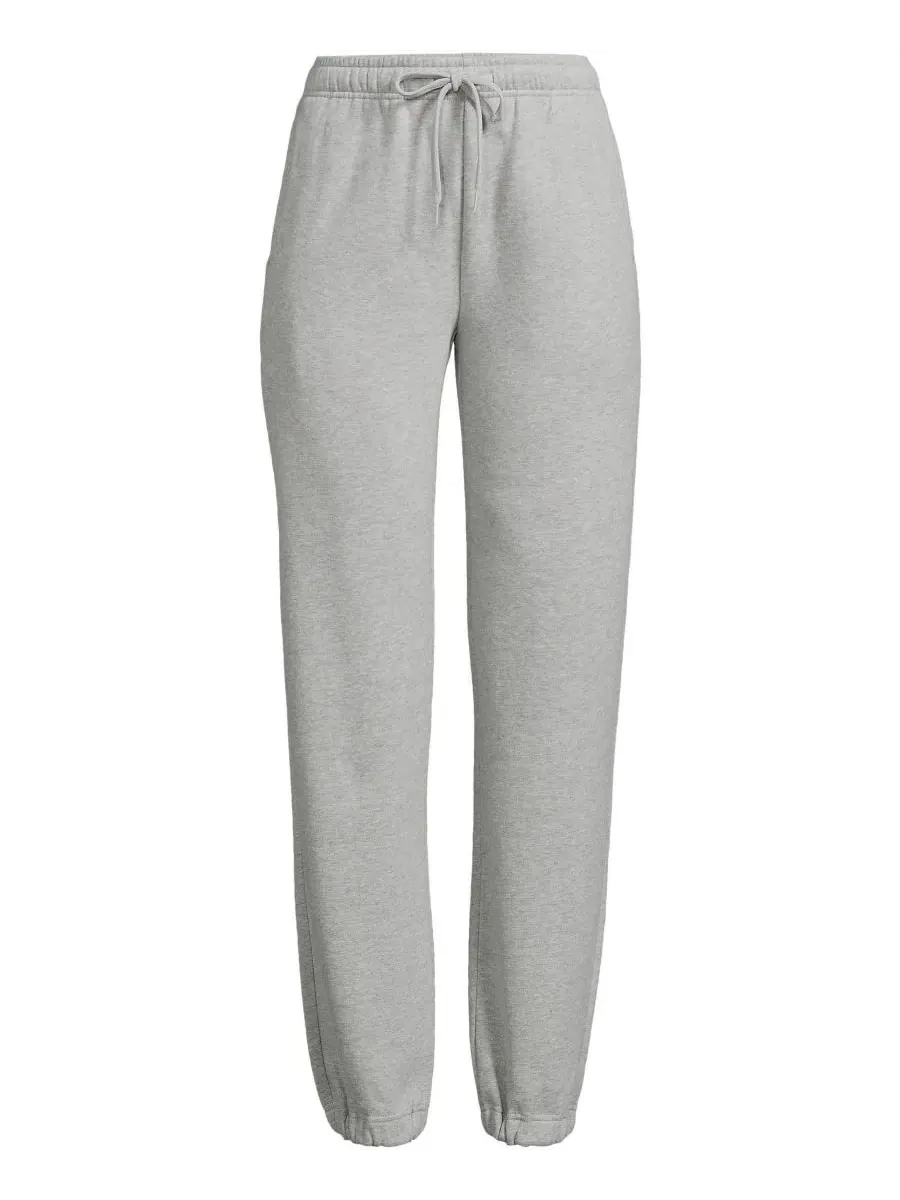 Женские спортивные брюки Serious Sweats с высокой посадкой и втачным низом Lands' End — изображение 3 из 3, серый