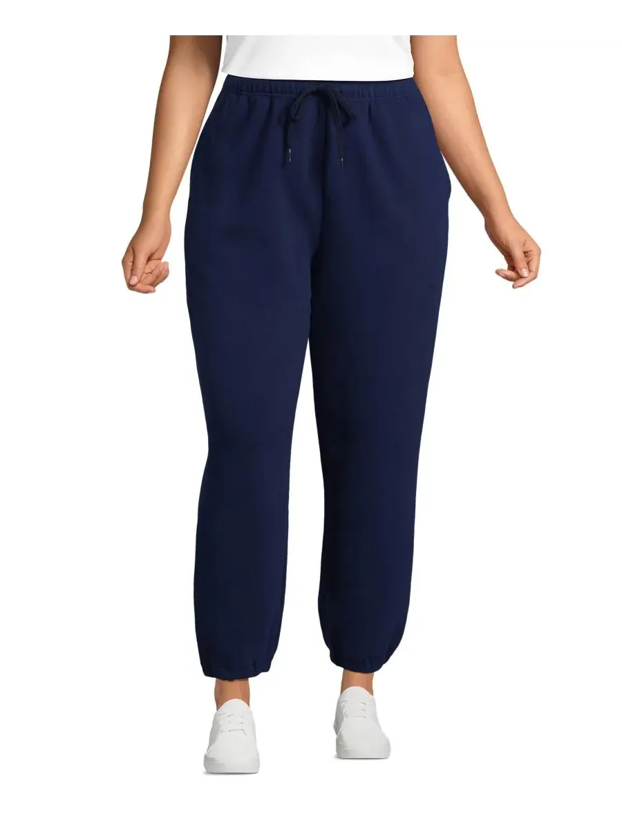 Женские спортивные брюки Serious Sweats с высокой посадкой и втачным низом Lands' End — изображение 1 из 4