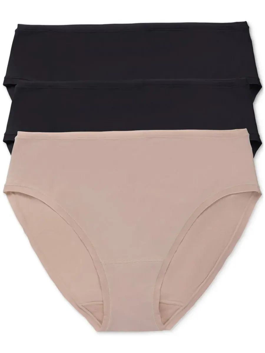 Женское белье Bliss Bare Cotton Hipster, комплект из 3 штук — изображение 1 из 4, черный/черный