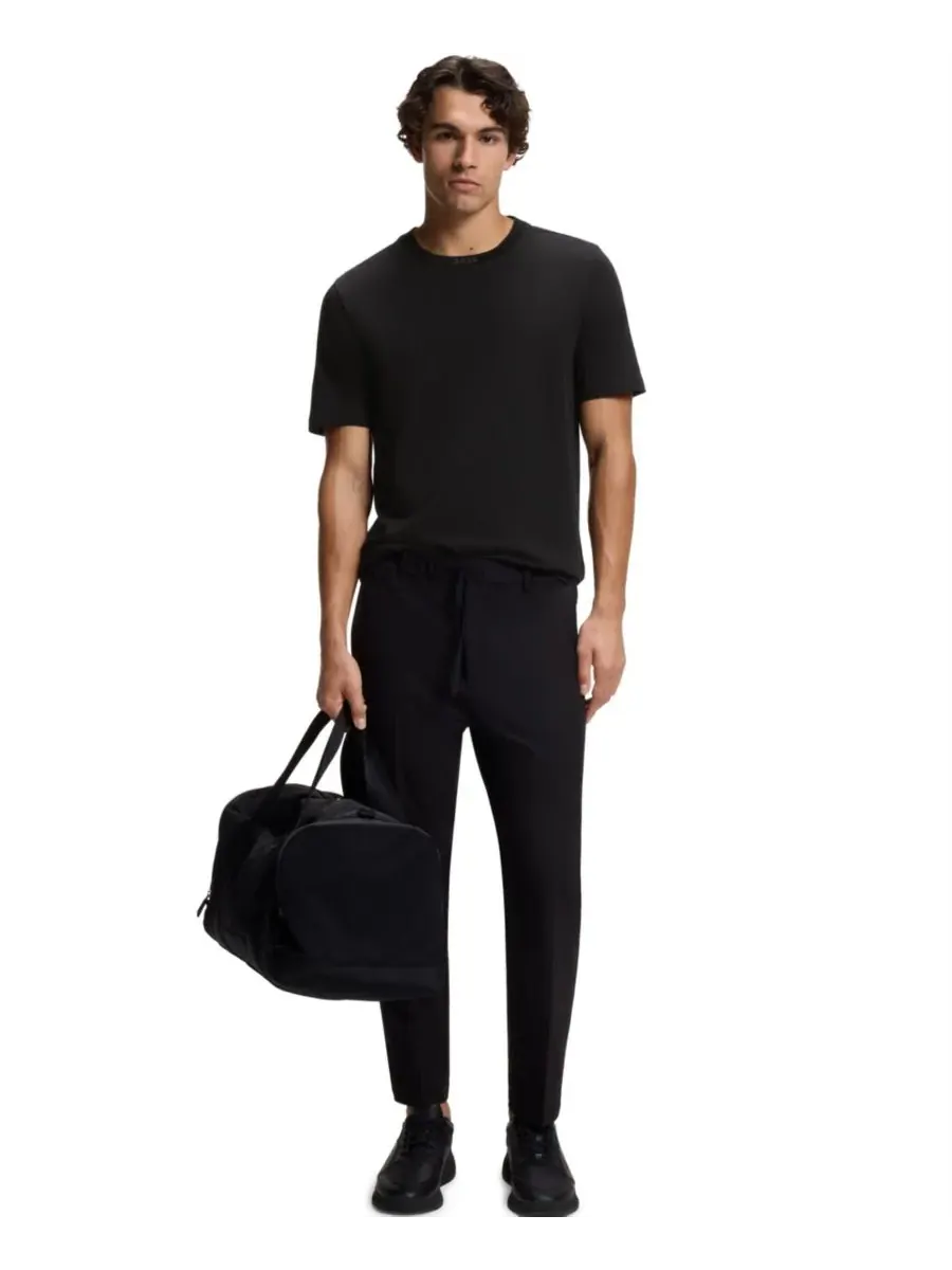 Мужская хлопковая футболка с круглым вырезом и логотипом Hugo Boss — изображение 2 из 4, черный
