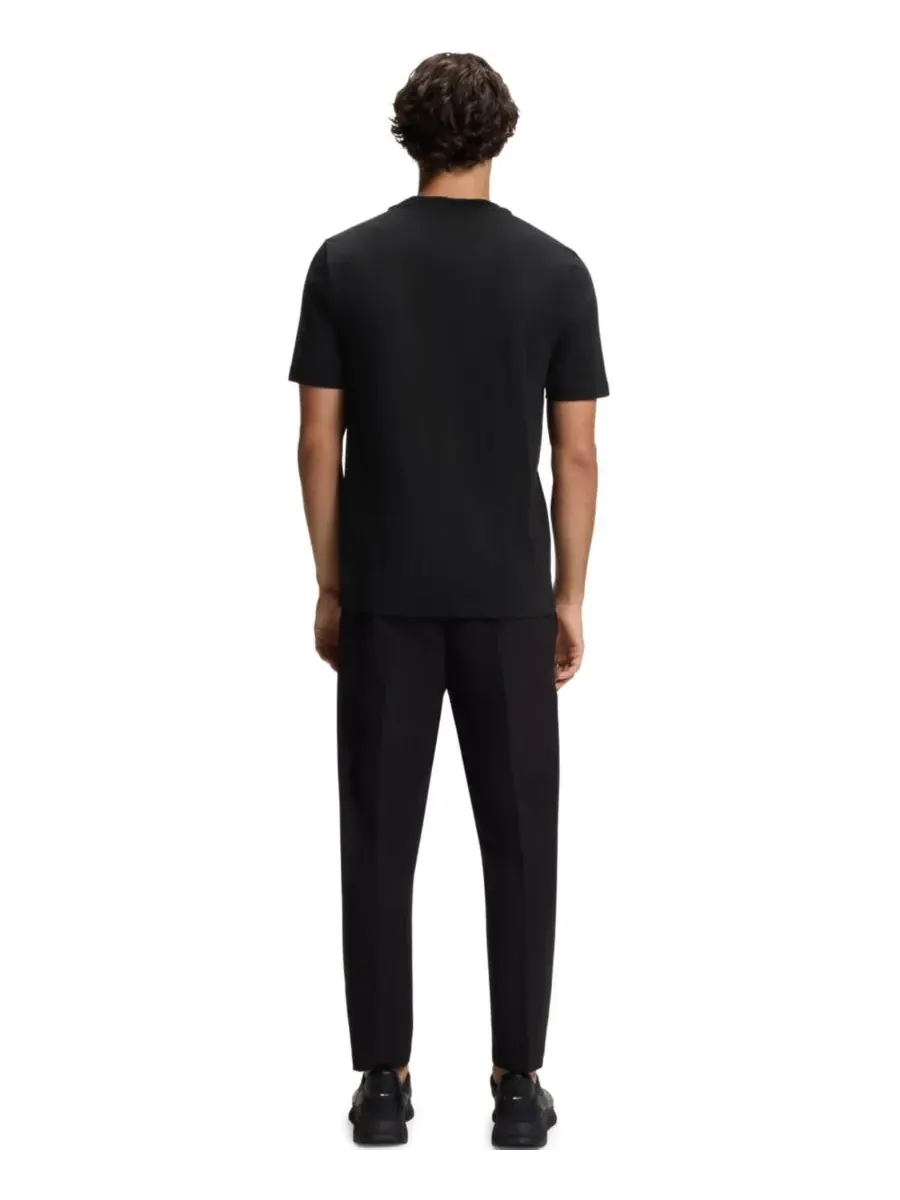 Мужская хлопковая футболка с круглым вырезом и логотипом Hugo Boss — изображение 4 из 4, черный