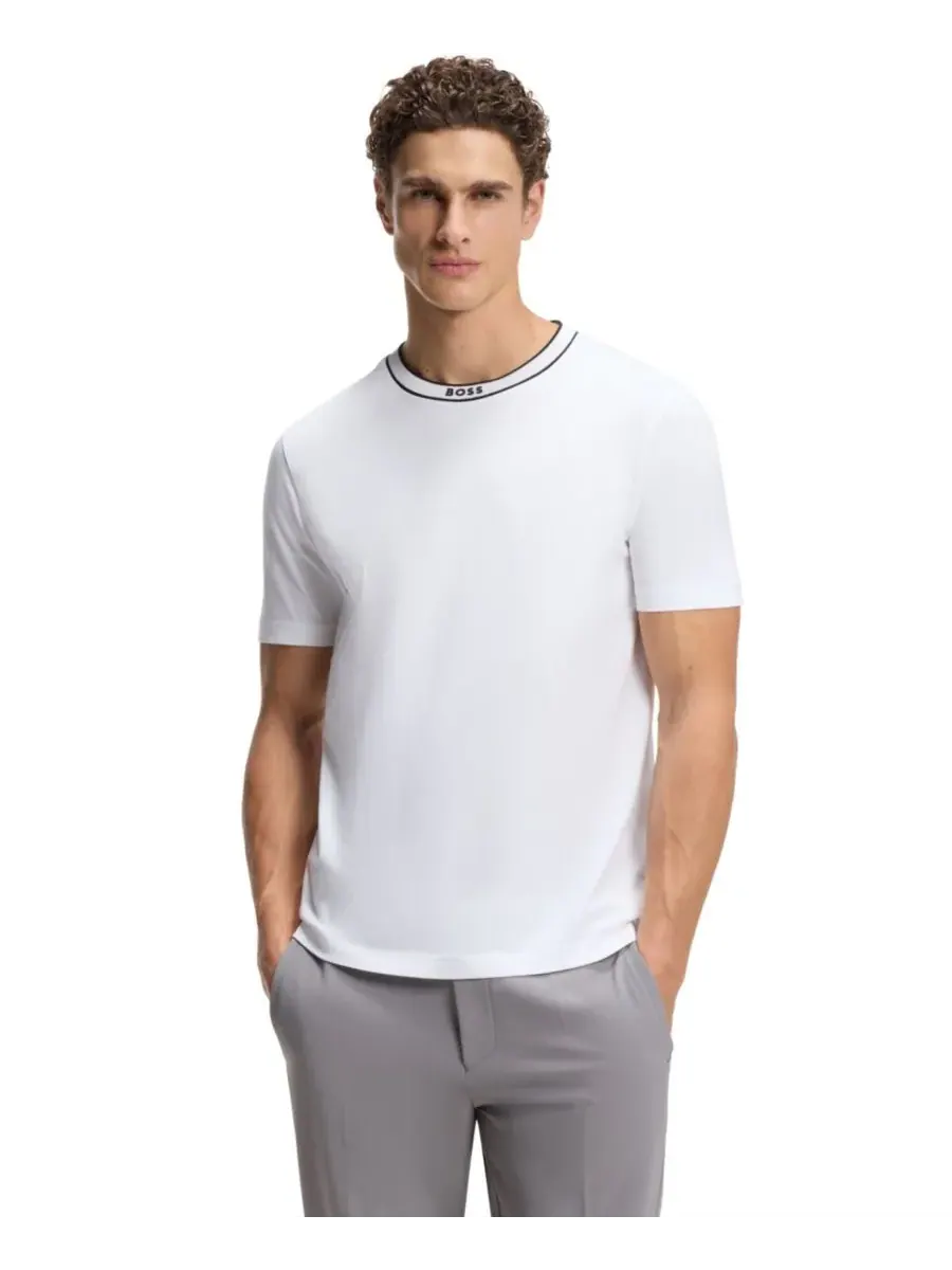 Мужская хлопковая футболка с круглым вырезом и логотипом Hugo Boss — изображение 1 из 4, белый