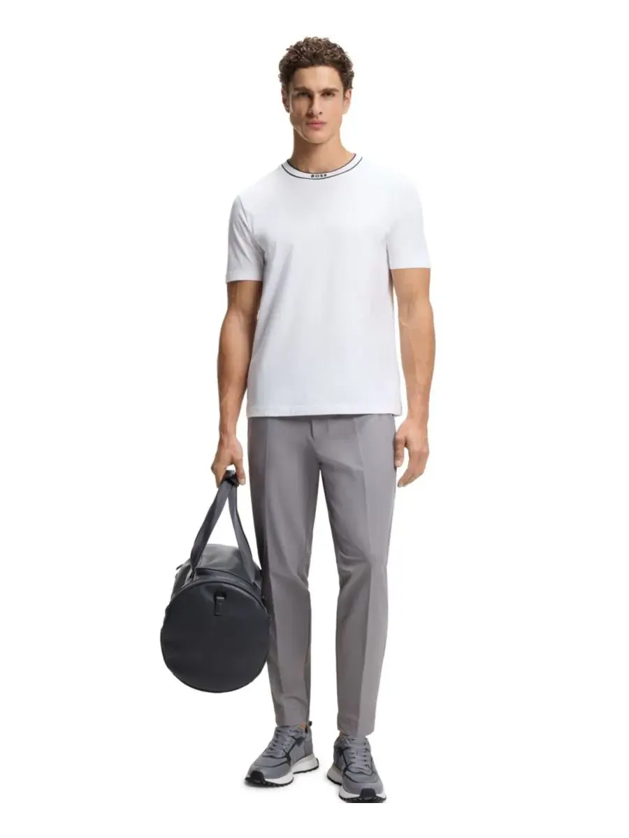 Мужская хлопковая футболка с круглым вырезом и логотипом Hugo Boss — изображение 4 из 4, белый
